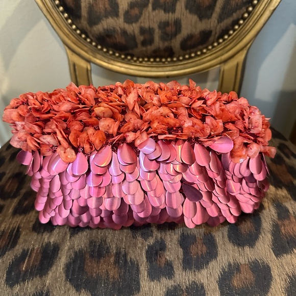 NEW Nanncay Mazzy Embellished Tulle Clutch Pink - Picture 6 of 12